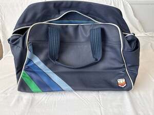 Marine Layer Retro Duffle Bag Navy Blue with Multi-Color Stripes
